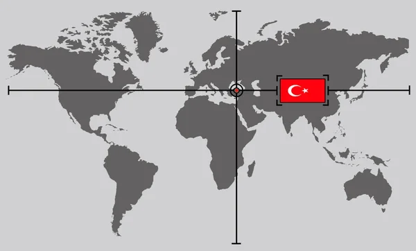 座標点を持つ世界地図トルコ国の交差線によって位置 — ストック写真