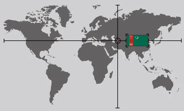 Карта Світу Координатною Точкою Розташованою Перехрещеними Лініями Країні Туркменістан — стокове фото