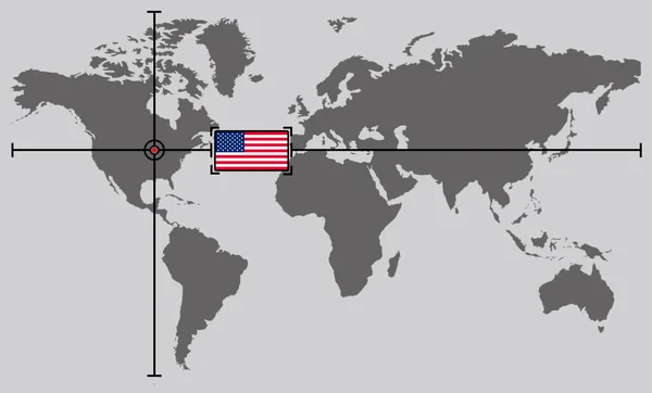 Wereldkaart Met Coördinatenpunt Gepositioneerd Door Gekruiste Lijnen Land Ons — Stockfoto