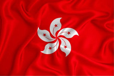 Arka planda Hong Kong bayrağı var. Tasarımcı çözümleri kavramı.