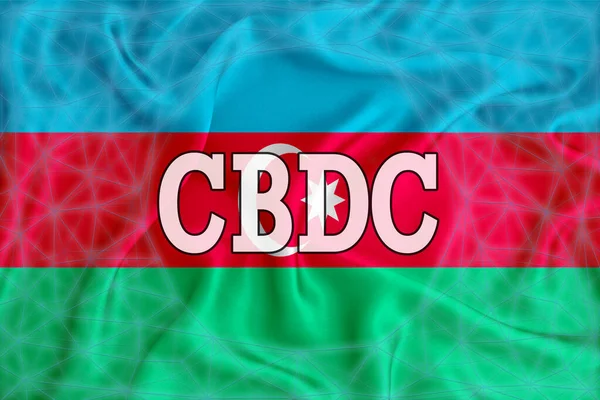 Azerbajdzsán Zászló Cbdc Központi Banki Digitális Valuta Felirattal Egy Blockchain — Stock Fotó