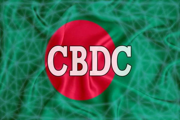 Banglades Lobogója Cbdc Központi Bank Digitális Pénznem Felirattal Egy Blockchain — Stock Fotó