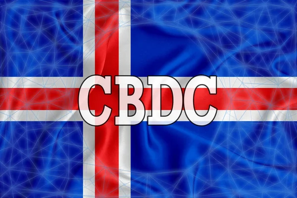 アイスランドは Cbdc 中央銀行デジタル通貨 とブロックチェーングリッドの碑文でフラグを立てます あなたのデザインのためのグラフィックコンセプト 3Dレンダリング — ストック写真