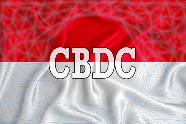 インドネシアは Cbdc 中央銀行デジタル通貨 とブロックチェーングリッドの碑文でフラグを立てます あなたのデザインのためのグラフィックコンセプト 3Dレンダリング — ストック写真