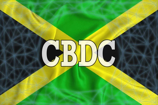 Jamaica Zászló Felirat Cbdc Központi Bank Digitális Pénznem Egy Blockchain — Stock Fotó