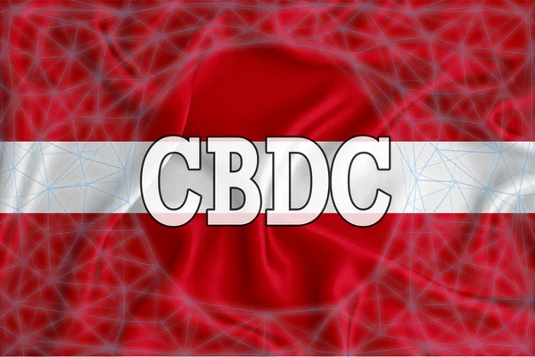 Lettonia Bandiera Con Iscrizione Cbdc Central Bank Digital Currency Una — Foto Stock