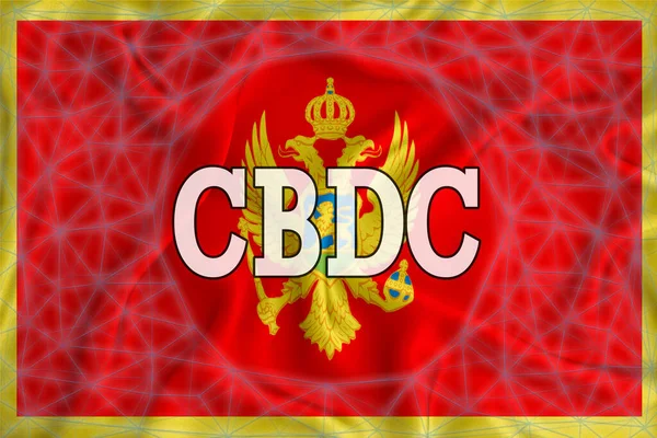 Bendera Montenegro Dengan Tulisan Cbdc Bank Sentral Mata Uang Digital — Stok Foto