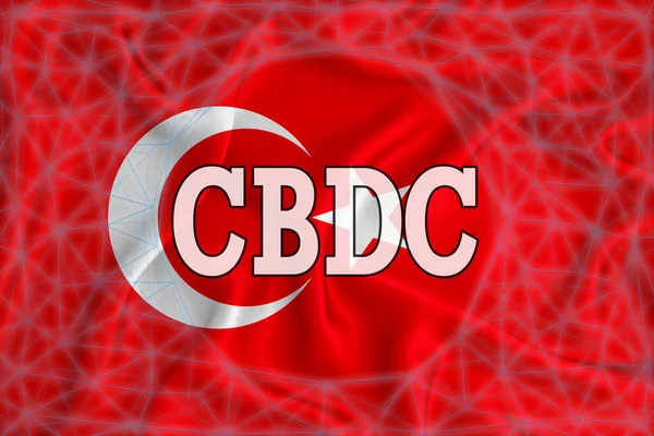 Bandiera Turchia Con Iscrizione Cbdc Central Bank Digital Currency Una — Foto Stock