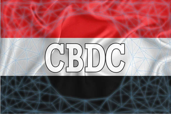 Bandera Yemen Con Inscripción Cbdc Central Bank Digital Currency Una — Foto de Stock