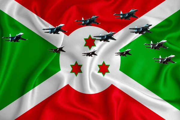 Σημαία Μπουρούντι Φόντο Χώρο Για Λογότυπό Σας Στρατιωτική Εικόνα Αεροπορική — Φωτογραφία Αρχείου