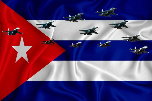 Σημαία Cuba Φόντο Χώρο Για Λογότυπό Σας Στρατιωτική Εικονογράφηση Αεροπορική — Φωτογραφία Αρχείου