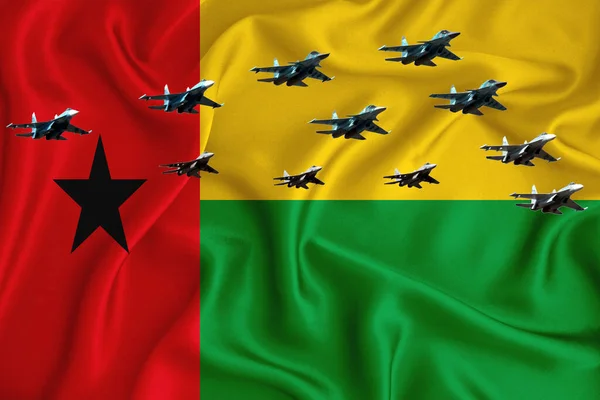 Bandiera Guinea Bissau Sfondo Con Spazio Vostro Logo Illustrazione Militare — Foto Stock