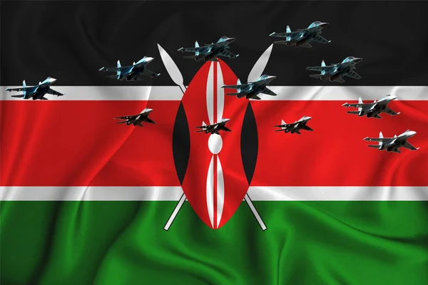 Keňská Vlajka Pozadí Prostorem Pro Vaše Logo Vojenská Ilustrace Letecká — Stock fotografie