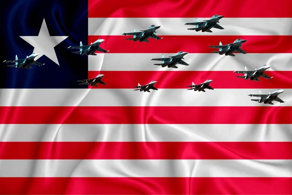 Liberia Flagga Bakgrund Med Plats För Din Logotyp Militär Illustration — Stockfoto