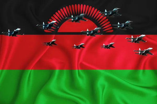 Σημαία Μαλάουι Φόντο Χώρο Για Λογότυπό Σας Στρατιωτική Εικόνα Αεροπορική — Φωτογραφία Αρχείου