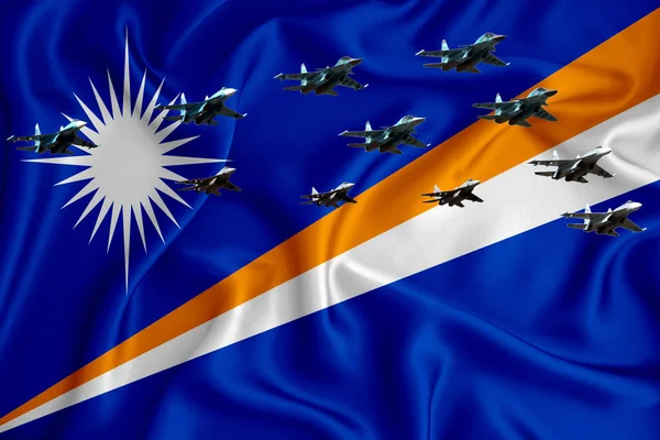 Flaga Wysp Marshalla Tło Miejscem Logo Wojskowa Ilustracja Parada Lotnicza — Zdjęcie stockowe