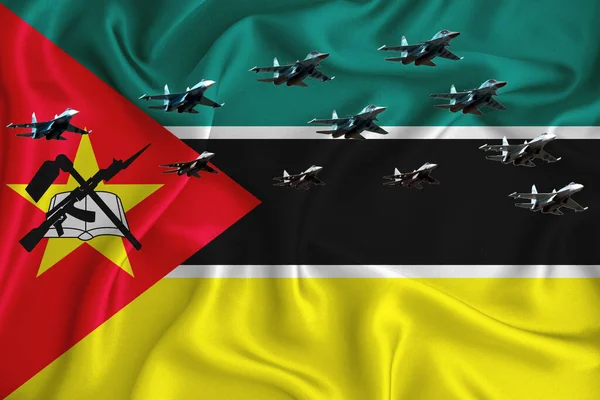 Bandiera Del Mozambico Sfondo Con Spazio Vostro Logo Illustrazione Militare — Foto Stock