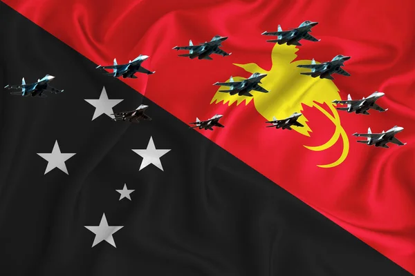 Papua Nuova Guinea Bandiera Sfondo Con Spazio Vostro Logo Illustrazione — Foto Stock