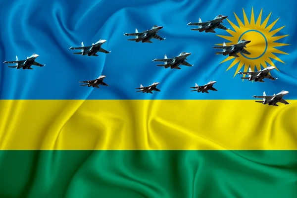 Ruanda Bayrağı Logonuz Için Arkaplan Askeri Illüstrasyon Hava Geçidi Askeri — Stok fotoğraf