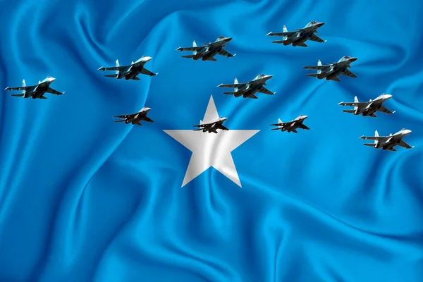 Σημαία Somalia Φόντο Χώρο Για Λογότυπό Σας Στρατιωτική Απεικόνιση Αεροπορική — Φωτογραφία Αρχείου