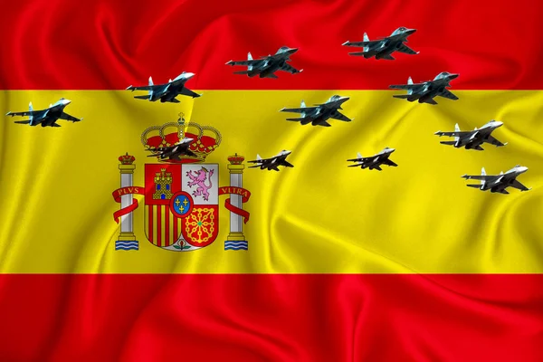 Bandeira Espanha Fundo Com Espaço Para Seu Logotipo Ilustração Militar — Fotografia de Stock