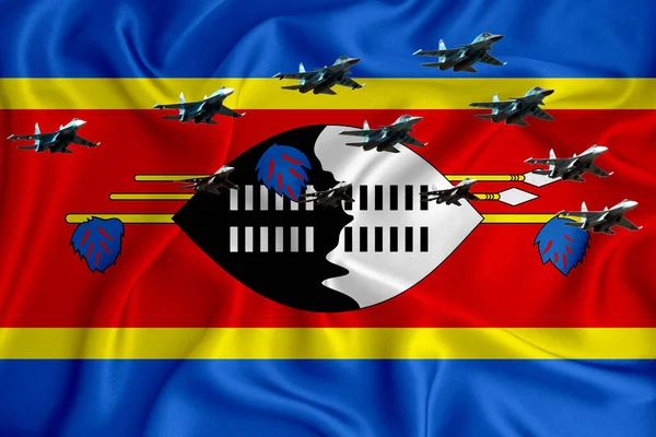 Swaziland Flag Background Space Your Logo Military Illustration Air Parade — Stock Photo, Image