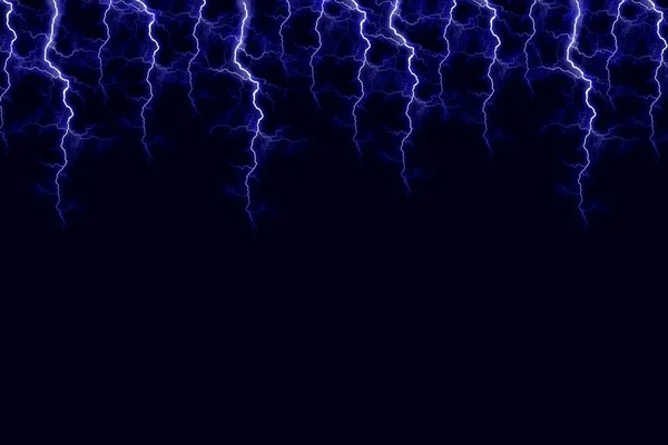 Powerful electrical discharge striking from side to side realistic illustration isolated on black transparent background. Flaming lightning strike in the dark. Electrical energy flash light effect