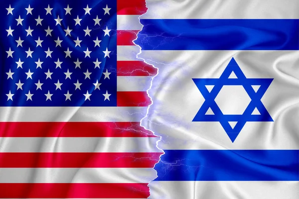Israil Bandiera Degli Stati Uniti Cerniera Attraversato Tessuto Strutturato Concetto — Foto Stock