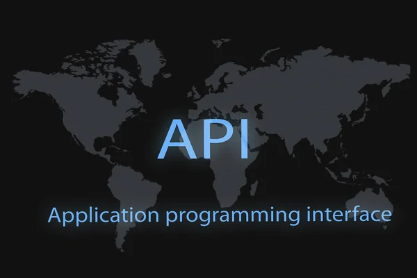 Api Application Programming Interface Verktyg För Programvaruutveckling Api Inskription Mörk — Stockfoto