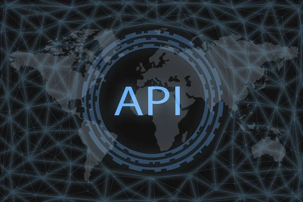Api 프로그래밍 인터페이스 소프트웨어 어두운 배경에 새겨진 Api 설명서와 — 스톡 사진