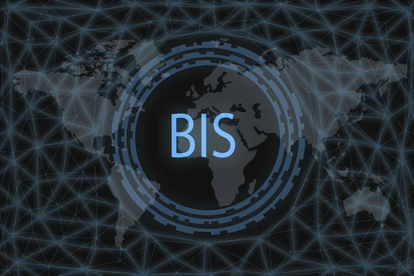 Prasasti Bank International Settlements Bis Pada Latar Belakang Gelap Dan — Stok Foto