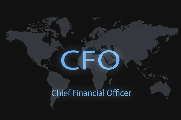Hlavní Finanční Ředitel Finanční Ředitel Nápis Temném Pozadí Mapa Světa — Stock fotografie