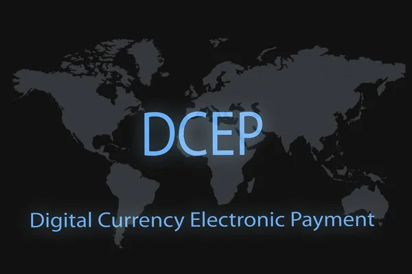 Dcep Digital Currency Electronic Payment Inscrição Fundo Escuro Mapa Mundo — Fotografia de Stock