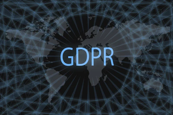 Загальне Положення Про Захист Даних Gdpr Темному Тлі Карта Світу — стокове фото