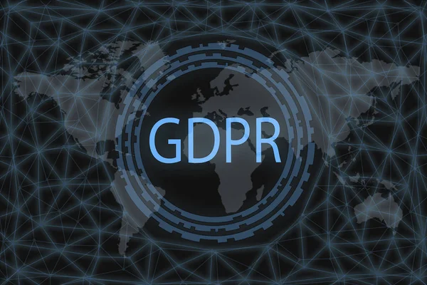 Regulamento Geral Proteção Dados Rgpd Inscrição Fundo Escuro Mapa Mundo — Fotografia de Stock