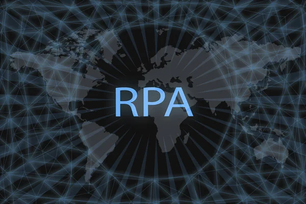 Rpa Robotic Process Automation Inscription Dark Background World Map — 스톡 사진