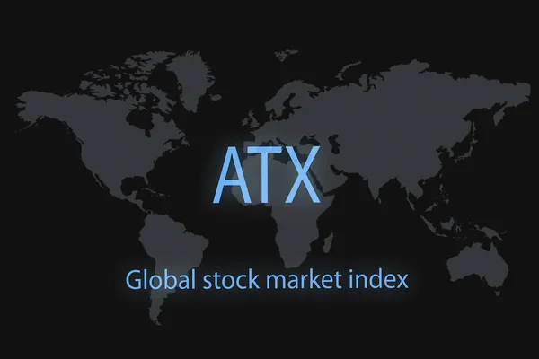 Atxグローバル株式市場インデックス 暗い背景と世界地図で あなたのデザインのグラフィックコンセプト — ストック写真