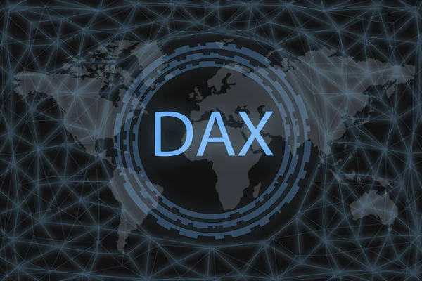 Dax Índice Mercado Ações Global Com Fundo Escuro Mapa Mundo — Fotografia de Stock