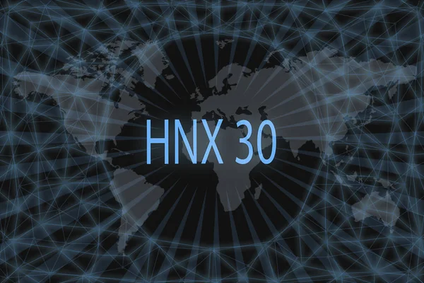 Hnx30全球股票市场指数 有黑暗的背景和世界地图为您的设计提供图形化概念 — 图库照片