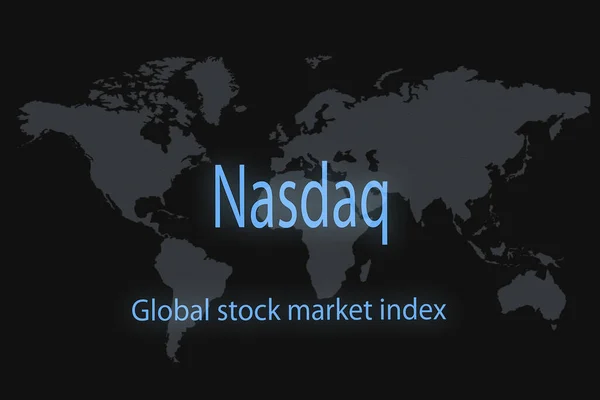 ナスダック グローバル株式市場指数 暗い背景と世界地図で あなたのデザインのグラフィックコンセプト — ストック写真
