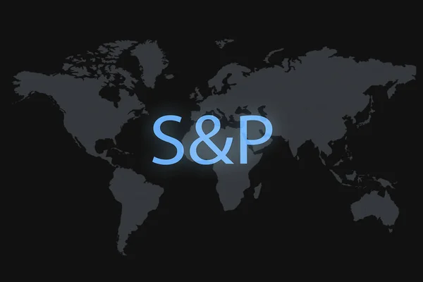 s&p Global stock market index. With a dark background and a world map. Graphic concept for your design.