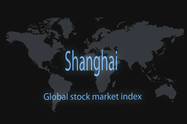 Szanghaj Globalny Indeks Giełdowy Ciemnym Tłem Światową Mapą Koncepcja Graficzna — Zdjęcie stockowe