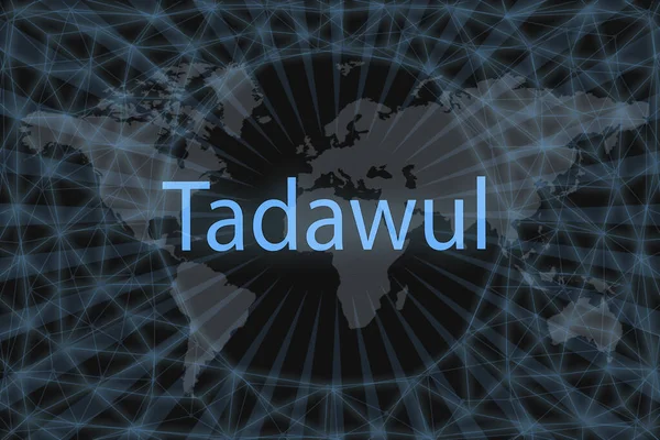 Tadawul Global Stock Market Index Con Fondo Oscuro Mapa Mundial —  Fotos de Stock