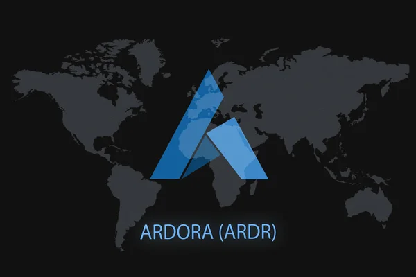 Ardora Ardr Cryptocurrency 약어이다 어두운 배경과 지도를 가지고 당신의 디자인을 — 스톡 사진