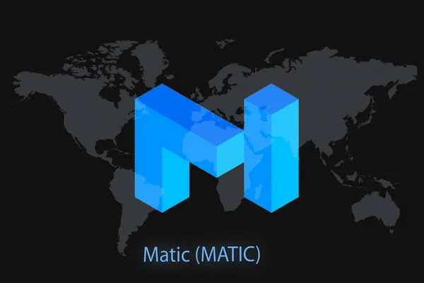 Matic Matic Abstract Cryptocurrency 어두운 배경과 지도를 가지고 당신의 디자인을 — 스톡 사진