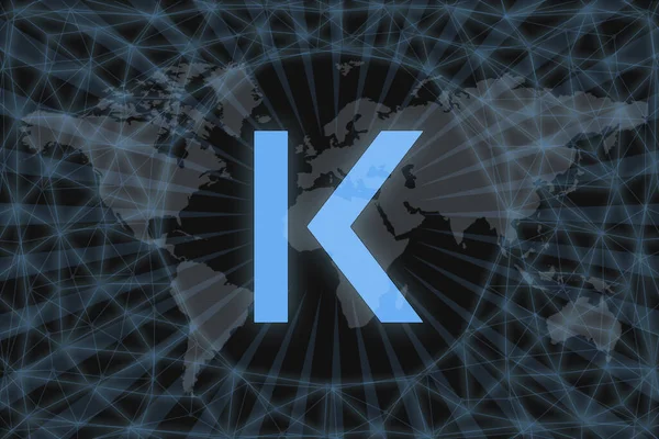 Kava Kava 概要暗号通貨 暗い背景と世界地図で あなたのデザインのグラフィックコンセプト — ストック写真