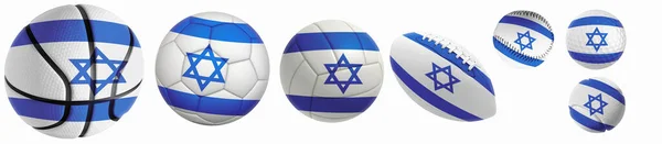 Israël Vlag Bovenop Ballen Golf Basketbal Volleybal Voetbal Tennis Rugby — Stockfoto