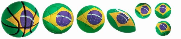 Bandeira Sobreposta Bolas Golfe Basquete Voleibol Futebol Tênis Rugby Beisebol — Fotografia de Stock