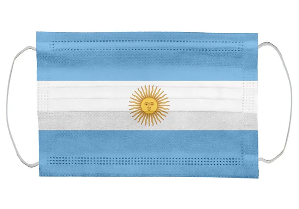 Argentina Flag Medical Mask Isolated White Background Corona Virus Covid — Stock Photo, Image