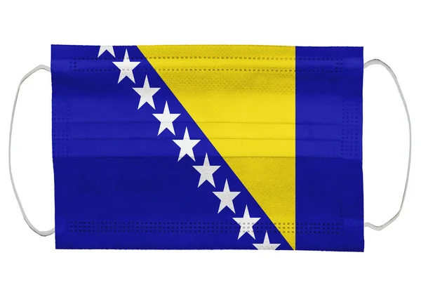 Bosnien Und Herzegowina Flagge Auf Einer Medizinischen Maske Vereinzelt Auf — Stockfoto
